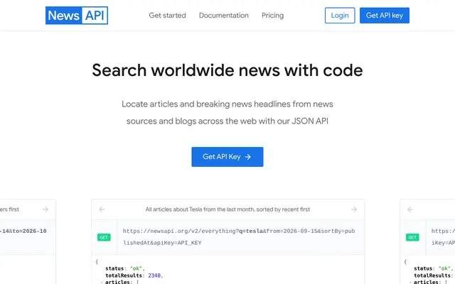NewsAPI official site