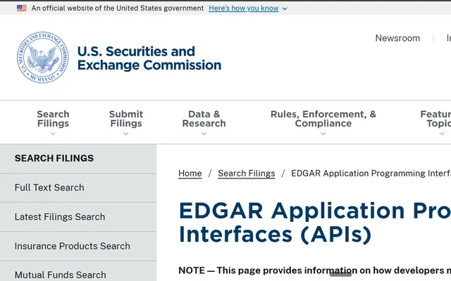 SEC EDGAR + company investor pages official site